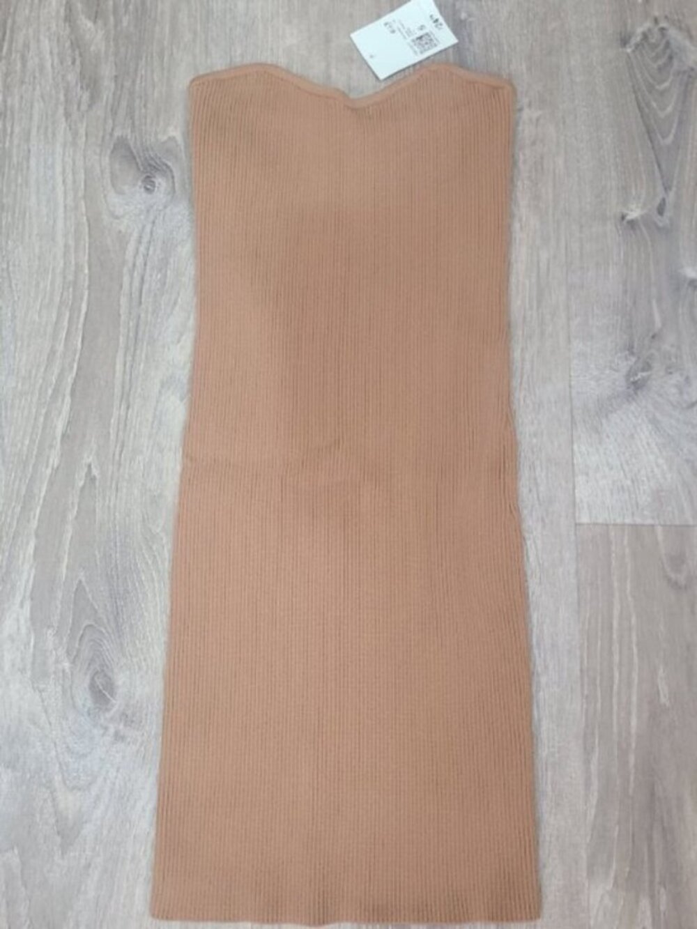 Forever 21 Ribbed Knit Strapless Midi Dress Tan Beige NWT - Size Small